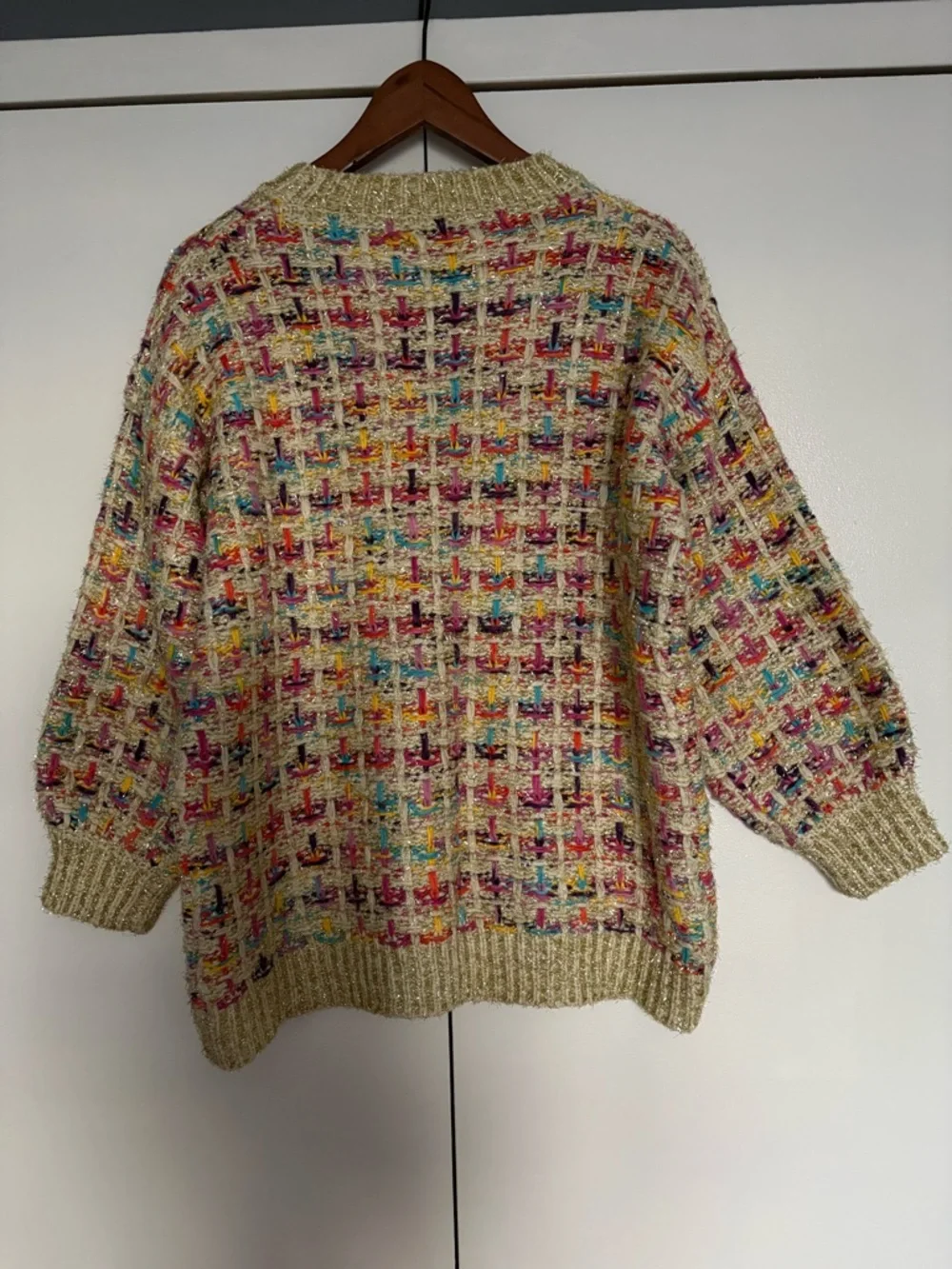 Stellah Multicolor Tweed Crewneck Sweater in Beige Base - Picture 9 of 10